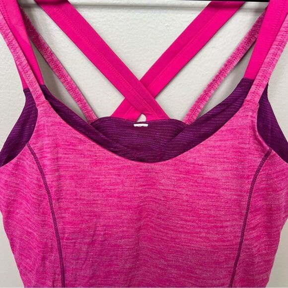Lululemon Run For Gold Tank Hot Pink Magenta Running Tank Top Sports Bra Size 8 - Picture 5 of 13
